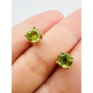RSE 925 sterling silver 14k gold vermeil 5mm natural peridot stud earrings